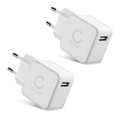 2x Chargeur USB EU-Plug 2 Ports pour 5V / 1A, 1000mA avec 12W, 2.4A, 5V bloc alimentation USB 2x connecteur USB Chargeur multi USB prise secteur usb