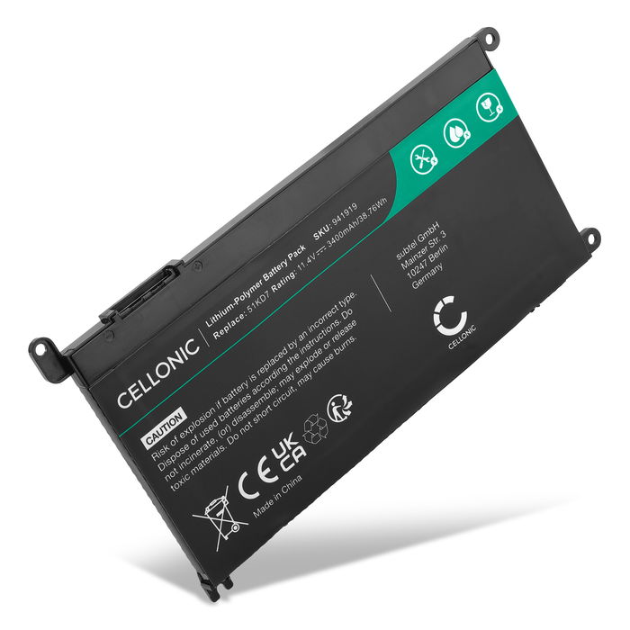 Batterie pour Dell Chromebook 11, 11 3180, 11 3181, 11 3100 11.4V 3400mAh de CELLONIC