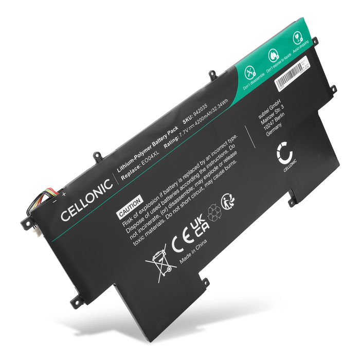 Batterie pour HP EliteBook Folio G1, EO04XL, 827927-1B1, 827927-1C1, 828226-005 7.7V 4200mAh de CELLONIC