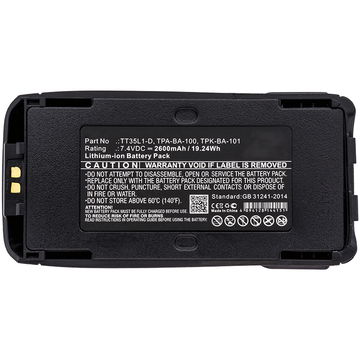 1x Batterie pour Tait TP9300, TP8100, TP9400, TP8110, TP8115, TP8120, TP8140, TP8135, TPA-BA-100 7.4V 2600mAh Li Ion de CELLONIC