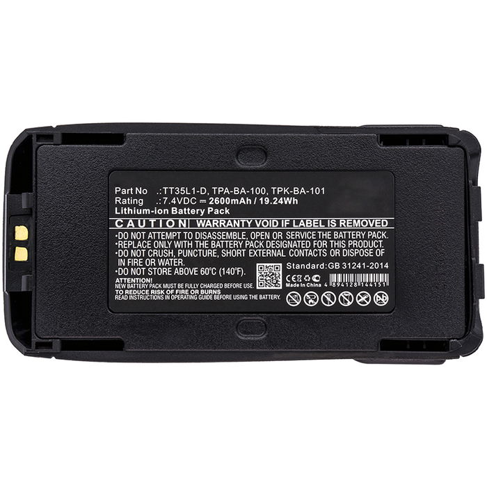 Batterie pour Tait TP9300, TP8100, TP9400, TP8110, TP8115, TP8120, TP8140, TP8135, TPA-BA-100 7.4V 2600mAh Lithium Ion de CELLONIC