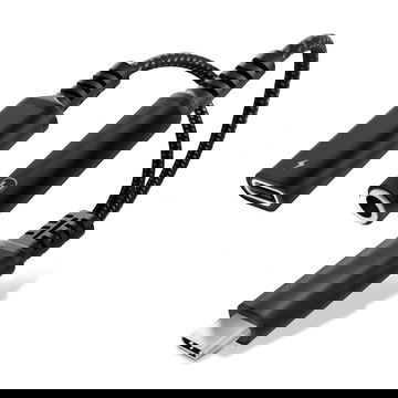 CELLONIC 2-in-1 Headphone Adapter - USB C to Headphone Jack 3.5mm Aux Splitter Audio and Charger 60W PD USB-C Fast Charging Cable For iPhone, Samsung, Phone, Headset, Earphones - Black