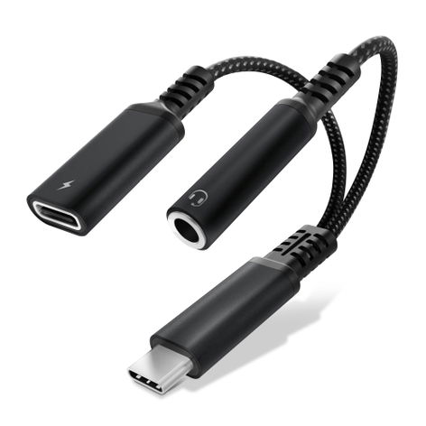 Cable and Adapter USB-C (Type-C) to 3.5mm (Jack) – Black from CELLONIC – Apple iPhone 17, 17 Pro Max, 17 Pro, 15, 16 Pro