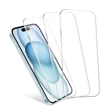 3x Protection d’écran iPhone 15 CELLONIC - Protection d’écran pour smartphone 2.5D Full Glue 6,1", verre trempé 9H ultra-fin 0,33 mm