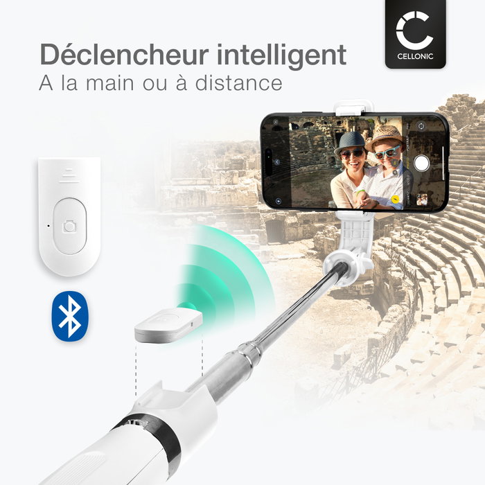 Perche à selfie Bluetooth, trépied de téléphone extensible avec télécommande Bluetooth sans fil