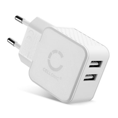 Chargeur à compartiment USB 2 à charge rapide : Adaptateur de charge pour iPhone 15, iPhone 14, Samsung 23, Huawei, Xiaomi, téléphone portable, smartphone, tablette, haut-parleurs, écouteurs et plus - avec 3.4A 17W