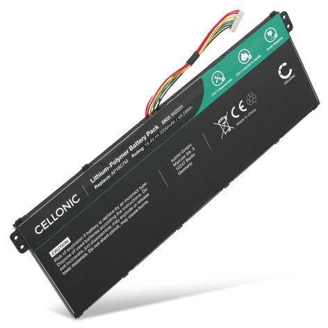 Batterie pour Ordinateurs Portables Acer ConceptD 3 CN316-73G, Ezel CC315-72 AP18C7M (3200mAh, 15.4V) de CELLONIC