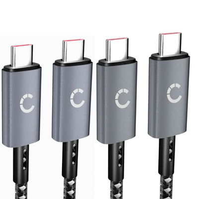 Câble USB C Type C de 1m transfert de données et charge 3A (PD 100W) gris/noir en Nylon