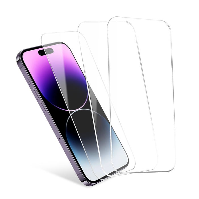 3x Protection d’écran iPhone 14 Pro de CELLONIC - Protection d’écran pour smartphone 2.5D Full Glue 6,1", verre trempé 9H ultra-fin