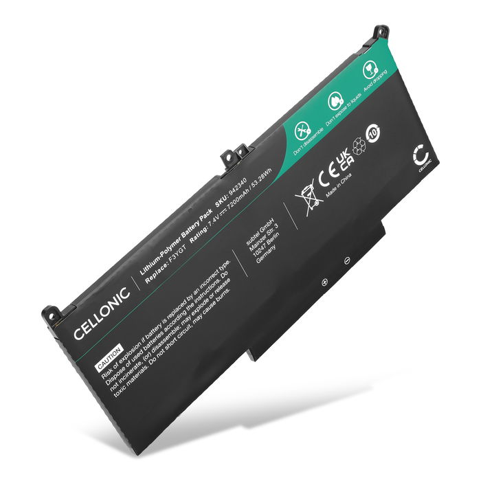 Dell Latitude 7280 Batterie 7.4V 7200mAh de Cellonic