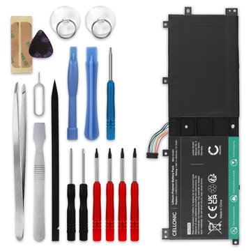 Batterie pour Lenovo Miix 510-12IKB, Miix 510-12ISK, Miix 520-12IKB 7.68V 4850mAh + kit d'outils de CELLONIC