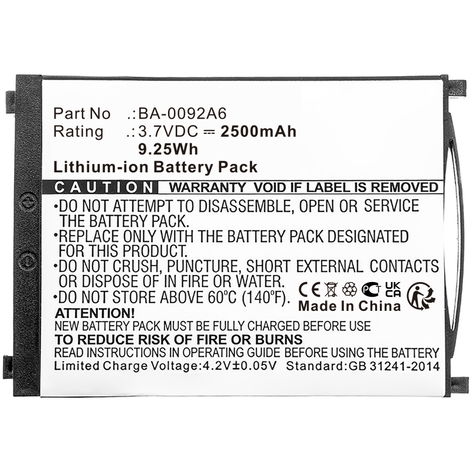 Batterie pour Lecteurs de Codes-Barres Cipherlab RS31 BA-0092A6 (2500mAh, 3.7V) de CELLONIC