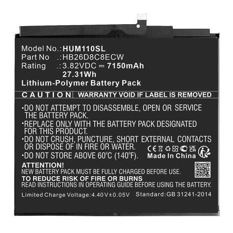 Batterie pour Tablettes Huawei MatePad 11 HB26D8C8ECW (7150mAh, 3.82V) de CELLONIC