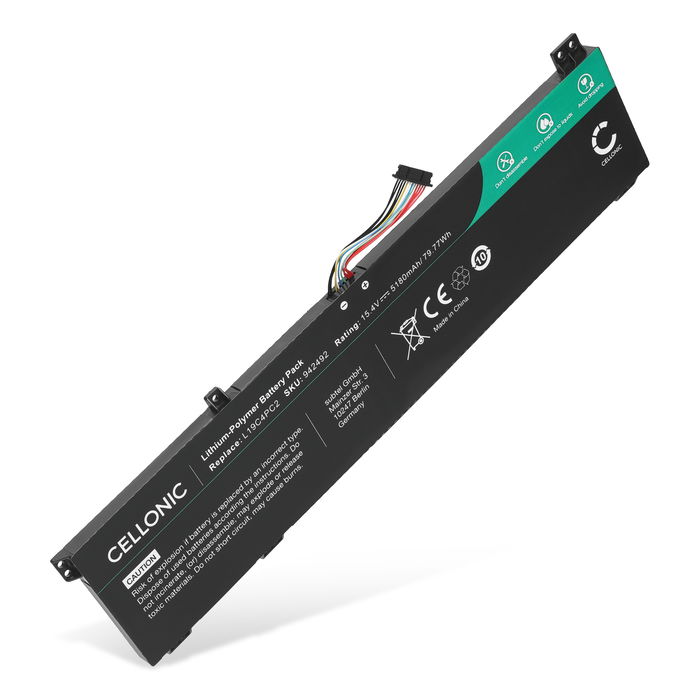 Batterie pour Lenovo Legion 7, 7 15IMH05, 7 15IMHg05, 7 15IMH05H, Legion 5, 5 17ARH05H, Lenovo L19C4PC2, L19M4PC2, L19C4PC1 15.4V 5180mAh de CELLONIC