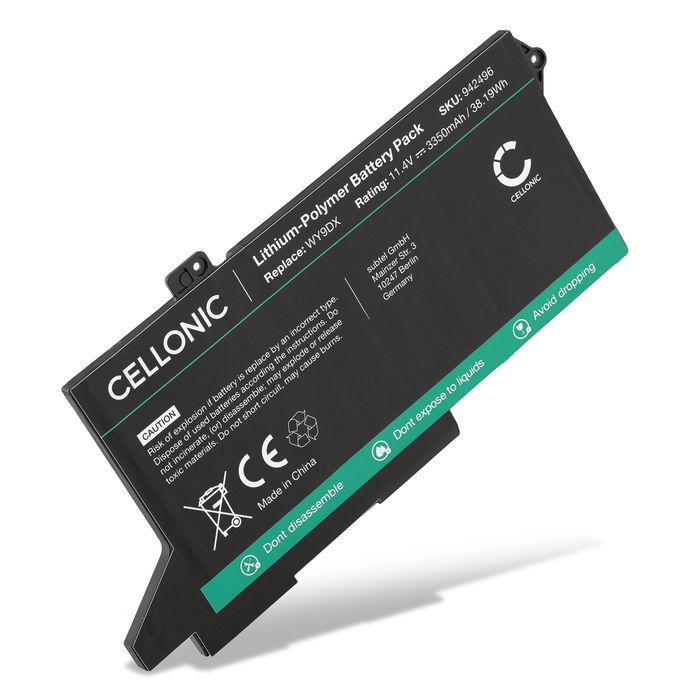Battery for Dell Latitude 5420, Latitude 5520, Precision 3560, Dell WY9DX, 05R42, WK3F1 11.4V 3350mAh from CELLONIC