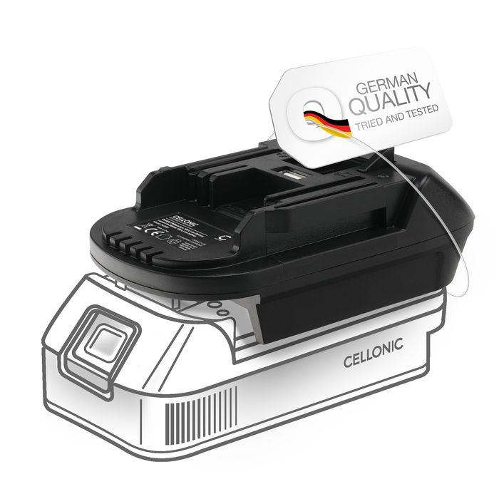 DeWalt 18V-20V or Milwaukee 18V to Makita 18V Li-ion Battery Adapter Converter DM18M from CELLONIC