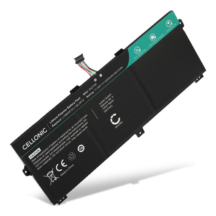 Batterie pour Lenovo ThinkPad X13 Yoga, X390 Yoga, Lenovo 5B10W13927, 5B10W13928, L18L3P72 11.55V 4200mAh de CELLONIC