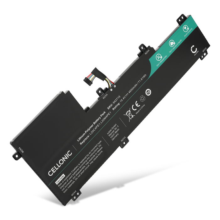 Batterie pour Lenovo Ideapad 5 16IHU6, 5 Pro-16ACH6, 5 Pro 16ACH6, 5 Pro 16ARH7, 5 Pro 16IAH7, 5B11B66552, L20C4PE1 15.4V 4650mAh de CELLONIC