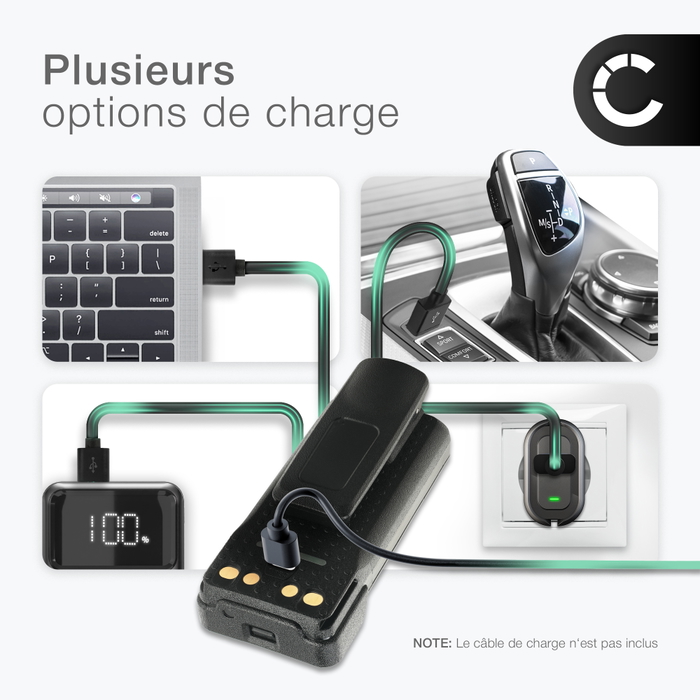 Vhbw Batterie Puissante 2600mAh 7.4V Li-ion Pour Motorola DP2400 DP2600 DP2000 DP4400E – Avec Clip De Ceinture, Rechargeable Et Fiable