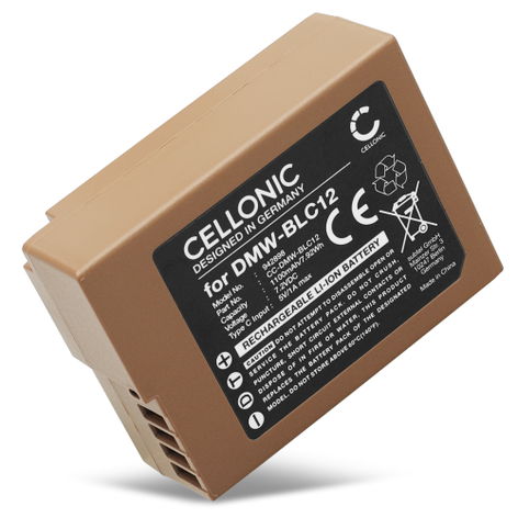 Battery for Panasonic Lumix DMC-FZ1000 DMW-BLC12 (1100mAh, 7.2V) with USB-C port from CELLONIC
