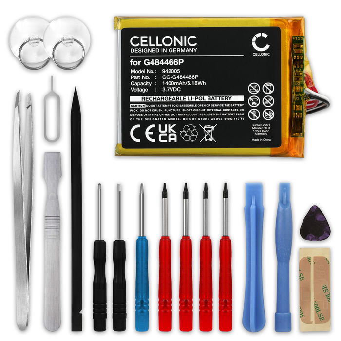 Polar V650 Batterie + kit d'outils 17pcs 1400mAh de Cellonic