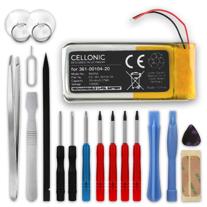 Garmin 361-00104-00 Batterie 3.8V 70mAh + kit d'outils 17pcs de Cellonic