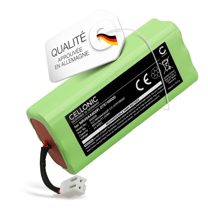 Batterie pour Philips FC8800, FC8801, Taurus Robot Aspirador Striker Slim, 079748000 800mAh de CELLONIC