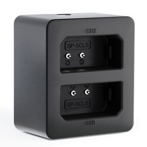 Chargeur double pour batteries LC-SCL5 Leica M10 Monochrom; M10-P; M10-R – chargeur USB 8.4W + Câble USB de CELLONIC. Longueur du câble : 1m.
