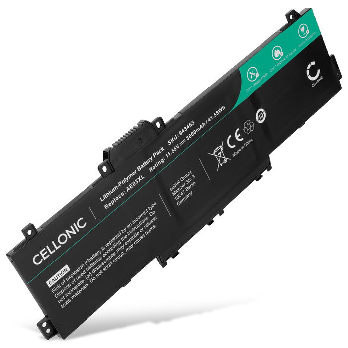 1x HP AE03XL Batterie 11.55V 3600mAh de Cellonic