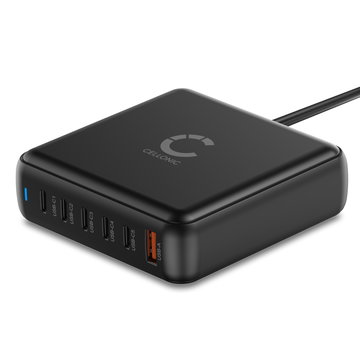 Chargeur USB-C GaN 200W à 6 Ports – Station de Charge Rapide PD QC 3.0 pour Ordinateurs Portables, Tablettes et Smartphones de CELLONIC