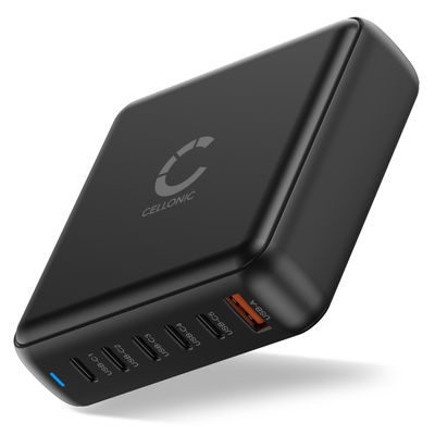 Chargeur USB-C GaN 200W à 6 Ports – Station de Charge Rapide PD QC 3.0 pour Ordinateurs Portables, Tablettes et Smartphones de CELLONIC