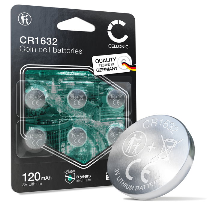 CELLONIC CR1632 Piles (Lithium, 120mAh, 3V) pour clés de voiture, appareils à LED, compteurs de vélo, appareils médicaux - Pack de x6