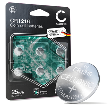 6x piles Pile bouton CR1216 (3V, 25mAh) de CELLONIC