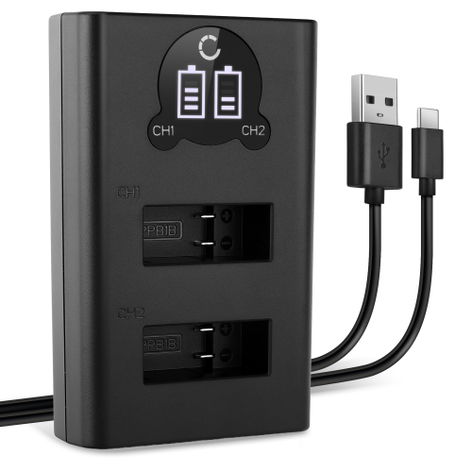 Chargeur double pour batteries AMDBD-001 GoPro MAX 2 – chargeur USB 6.27W + Câble USB de CELLONIC. Longueur du câble : 1m.