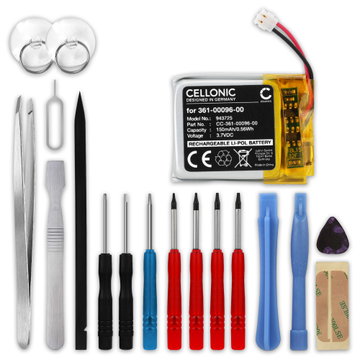 Batterie Garmin Fenix 5S, Fenix 5S Plus 361-00096-00 (150mAh, 3.7V) + kit d'outils de CELLONIC