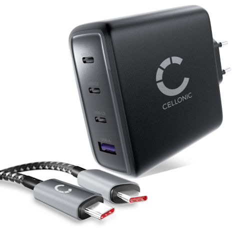 Chargeur multiport 140W 4 Port pour Apple iPhone 17, 17 Pro Max, 17 Pro, 15, 13, 12 – chargeur USB secteur de CELLONIC